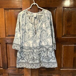 SOFT SURROUNDINGS Rivera-Chic Tunic Top Shirt Blouse Blue Size Large